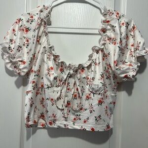 SHEIN Floral Print Puff Sleeve Blouse